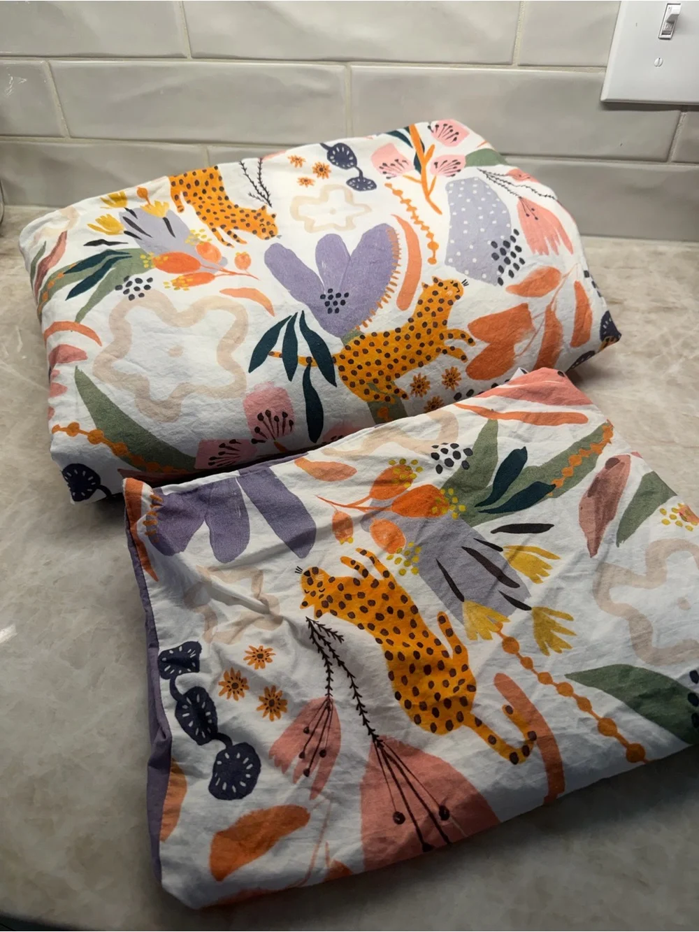 Crate & Kids - Leopard Floral Kids Twin Duvet Cover & Pillow Sham